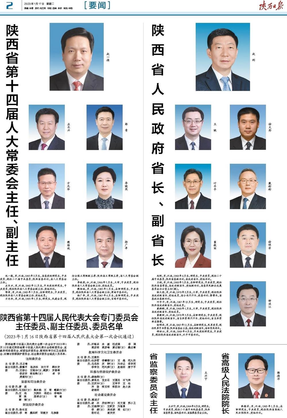 🌟陕西省委最新名单公布🌟